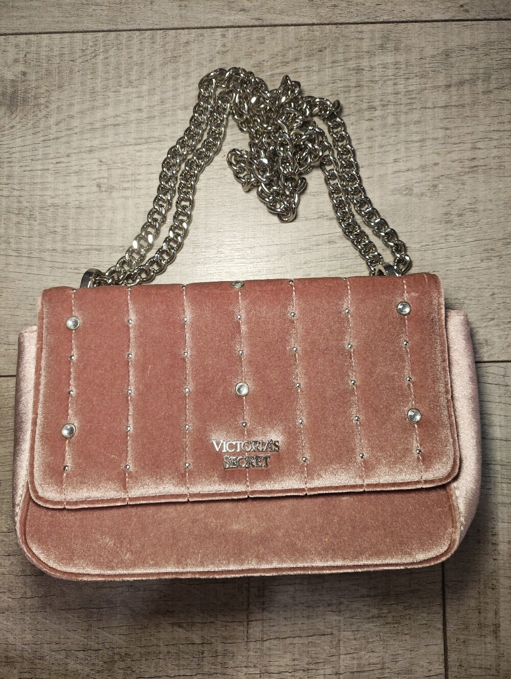 Victoria's Secret Dusty Rose Velvet Studded & Rhinestone Bond Street Purse
